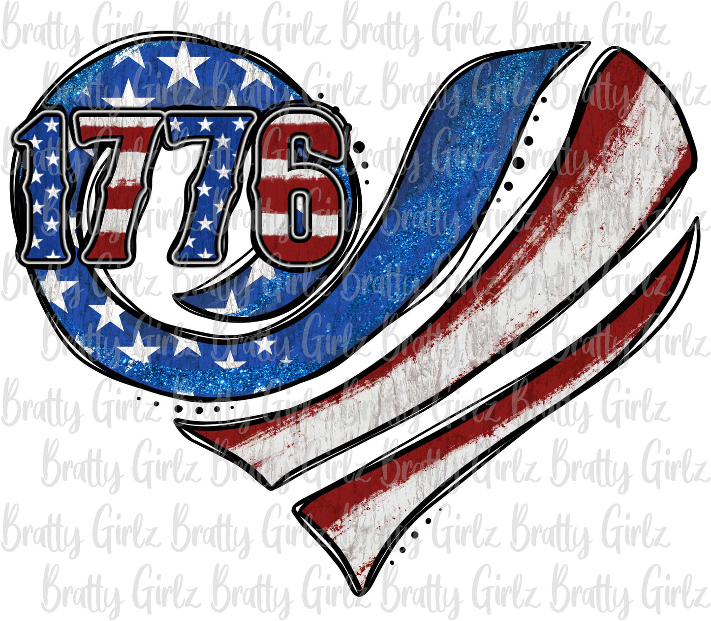 1776 American Flag Heart