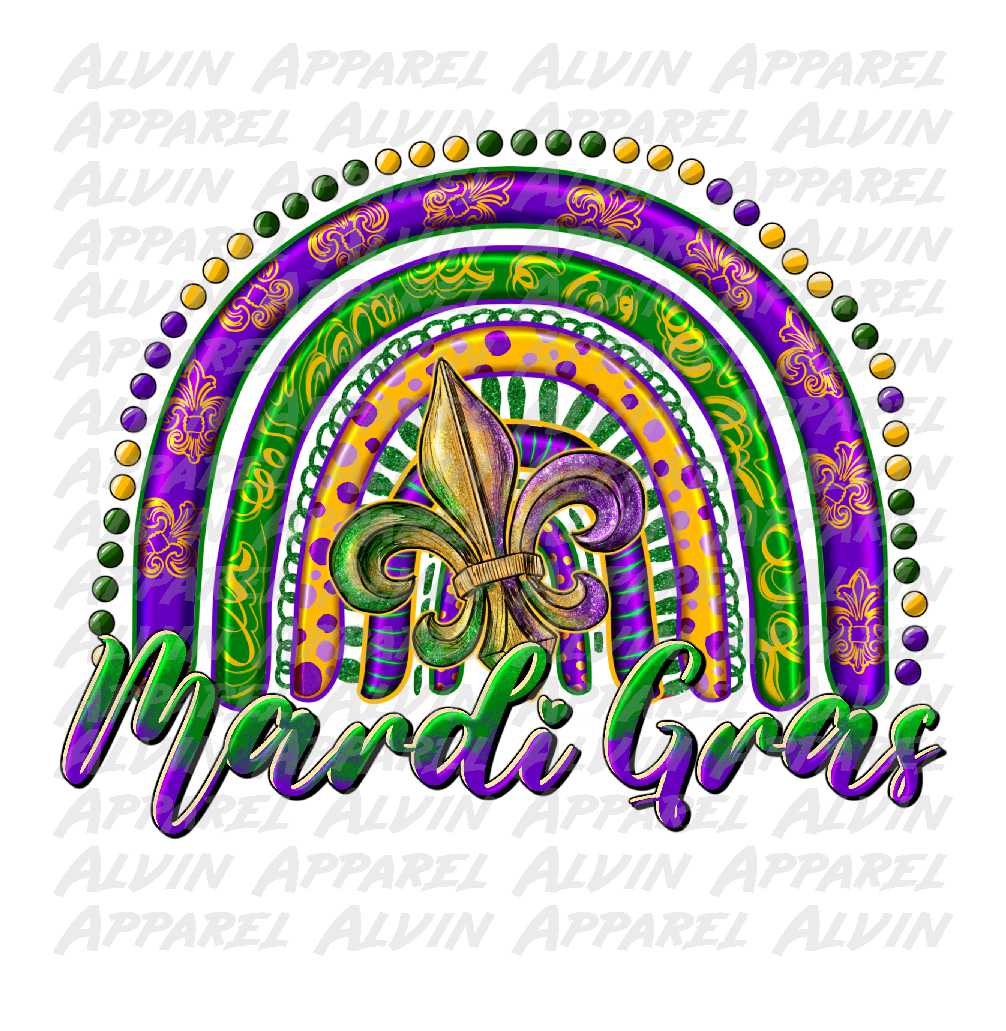 Mardi Gras Rainbow Fleur de Lis Beads