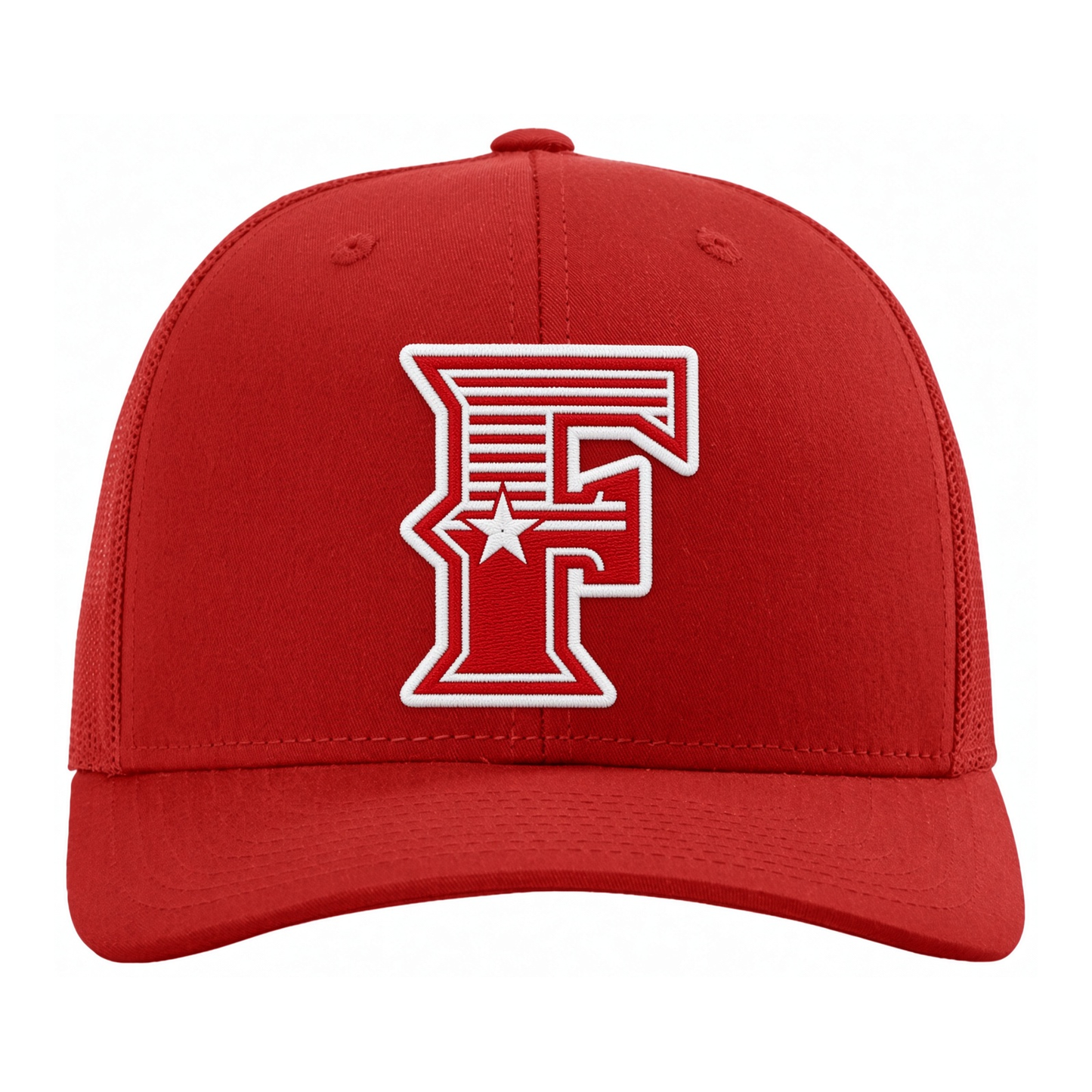 Snapback Twill-Front Trucker Cap - Red w/ 'F' Logo - Youth Size