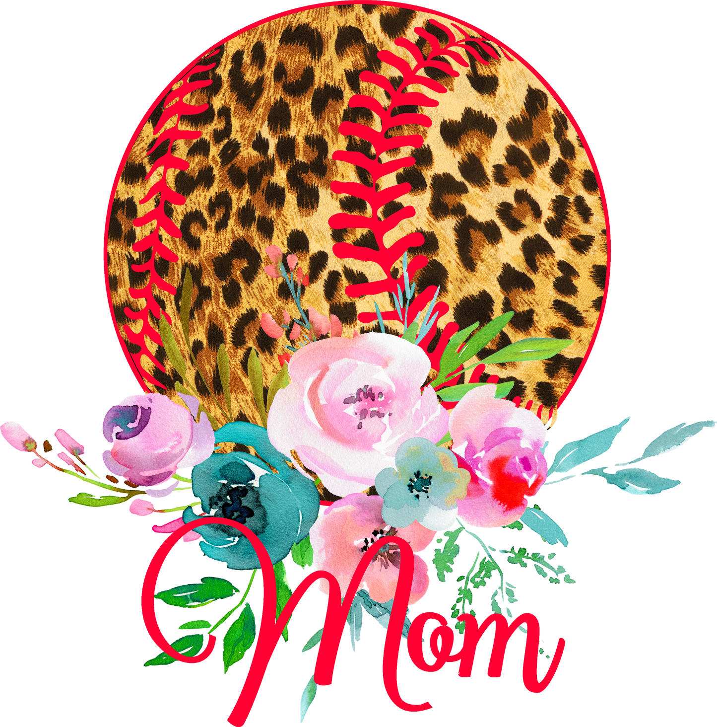 Baseball Leopard Mom Flowers
