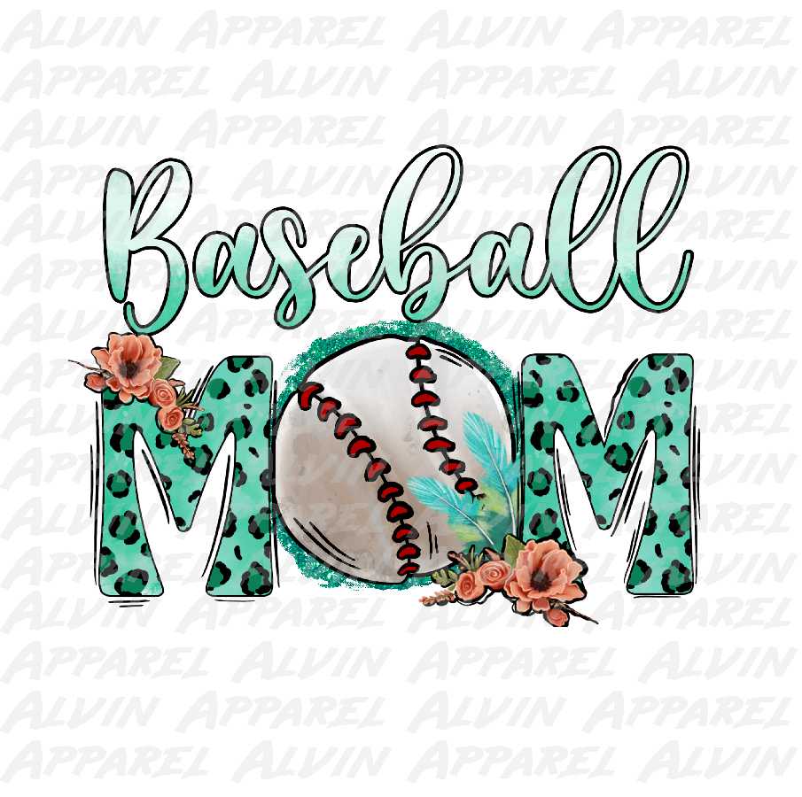 Baseball Mom Mint Floral