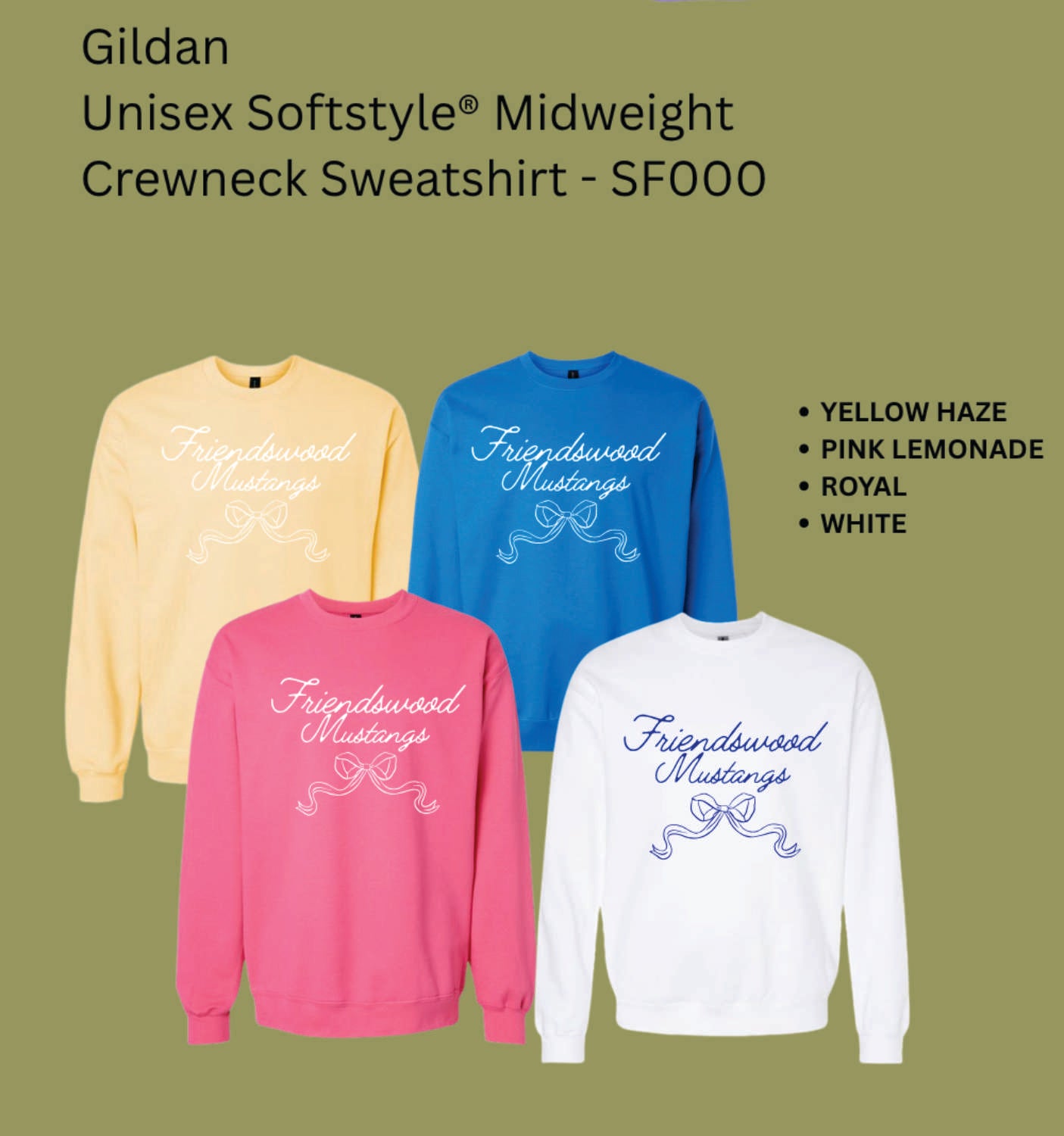 Mustangs w/ Bow Crewneck Sweatshirt
