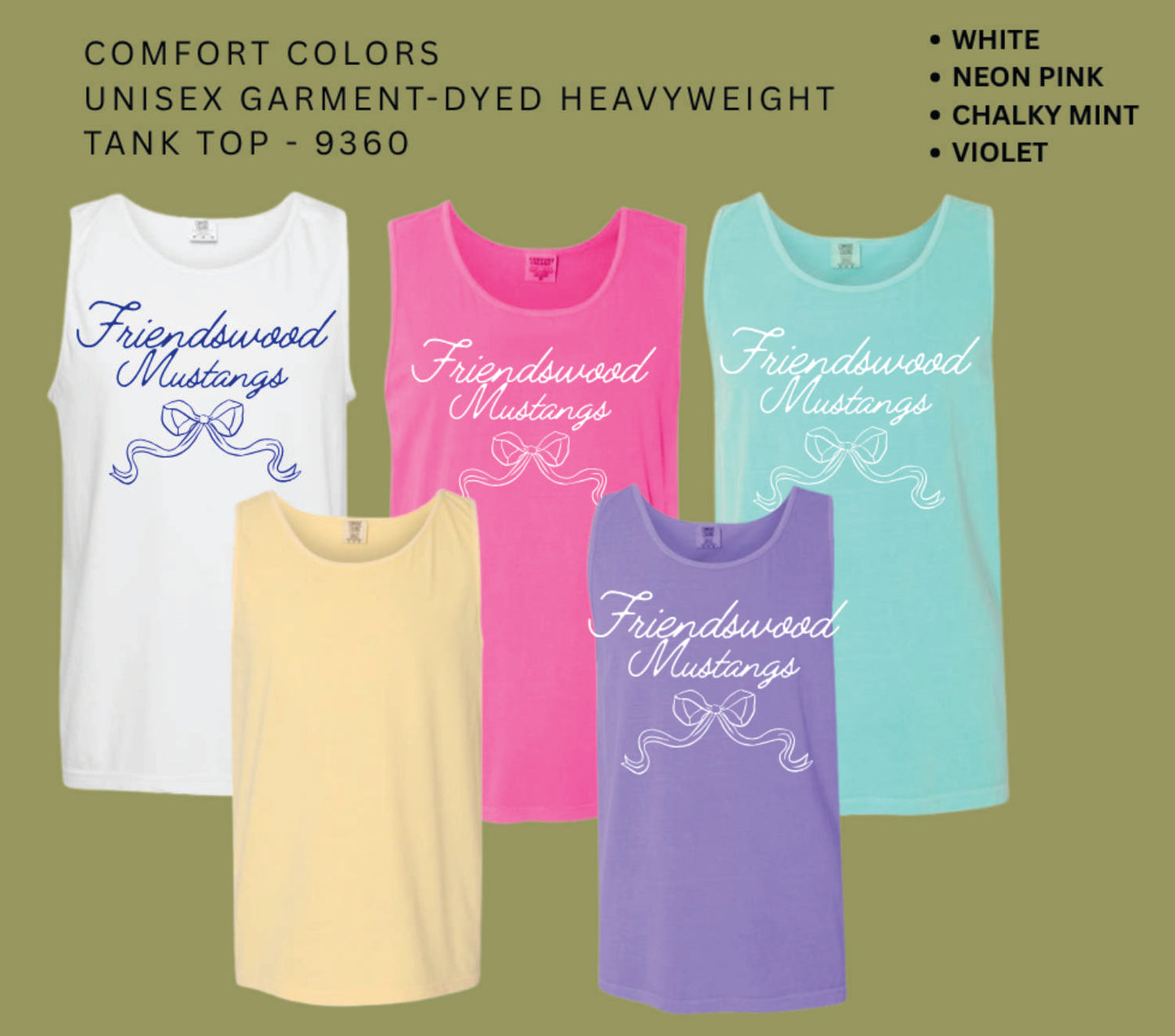 Mustangs w/ Bow Unisex Tank Top
