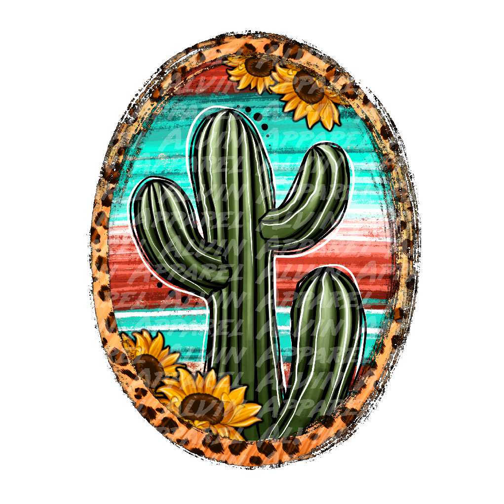 Cactus Oval Leopard Frame Serape Sunflower