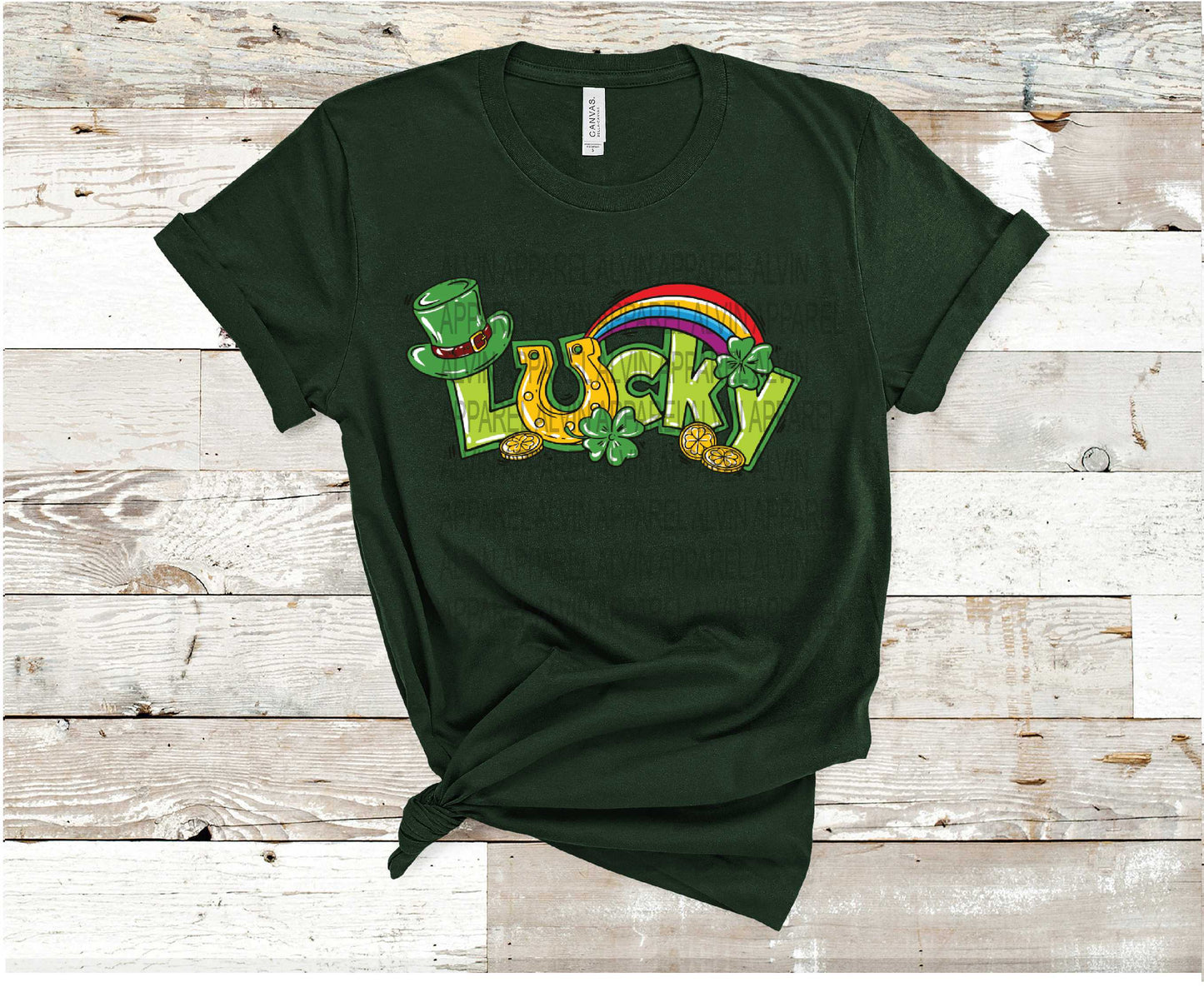 Lucky Word Horseshoe Rainbow Pot o' Gold St Patrick's Day