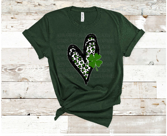 Heart Leopard Green Clover Shamrock St Patrick's Day