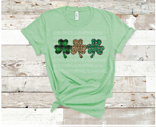 Clover Shamrock Trio Plaid Leopard Line St Patrick's Day