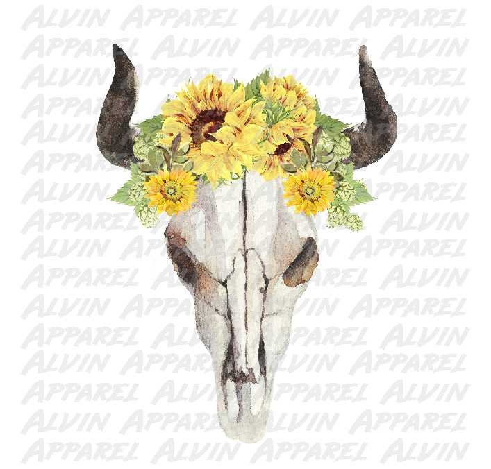 Boho Skull Sunflower Transfer
