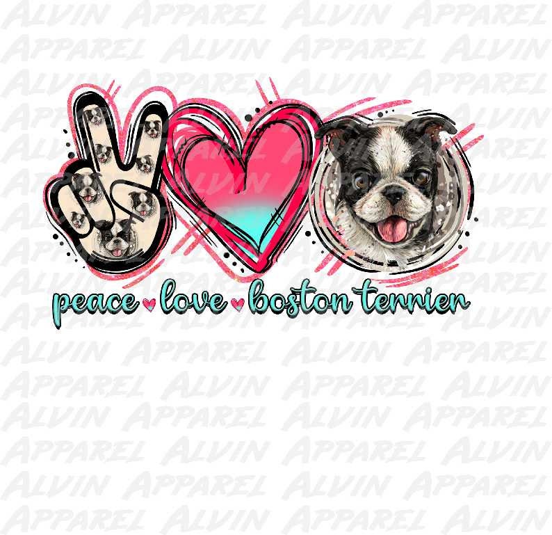 Peace Love Boston Terrier Transfer
