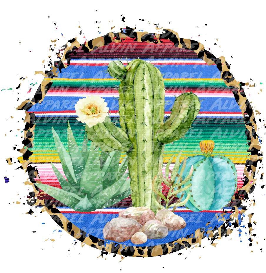 Cactus Leopard Serape Circle Transfer