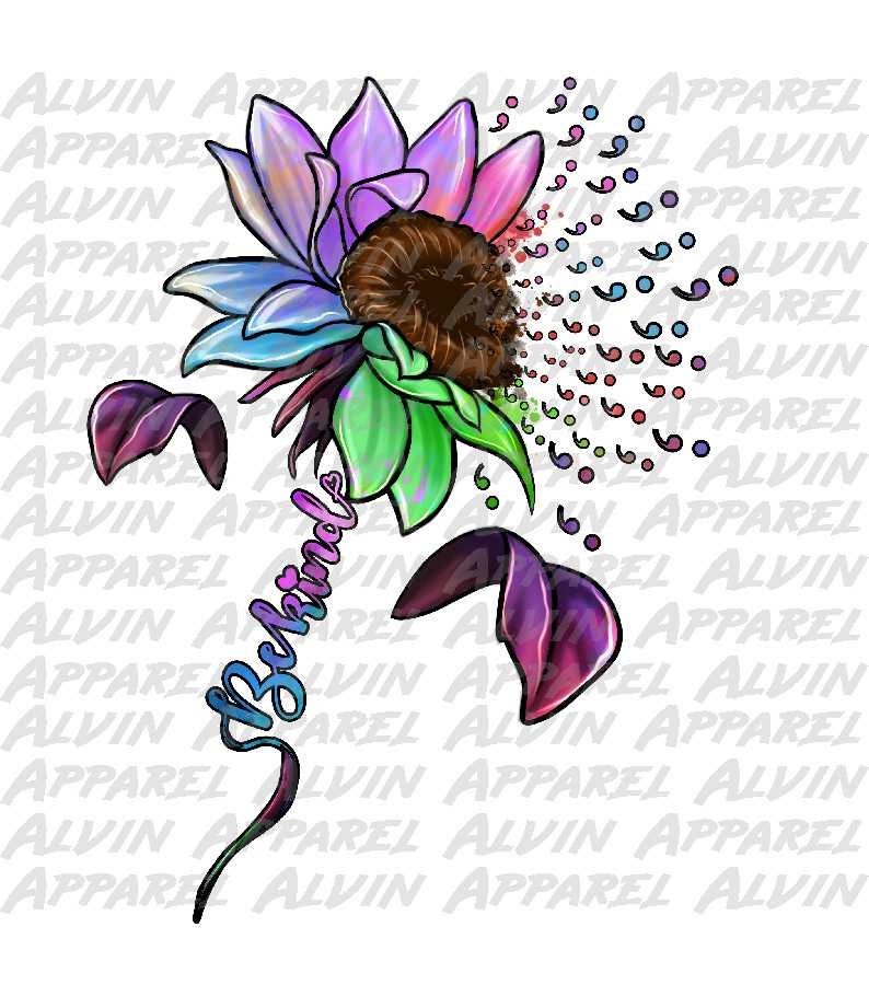 Be Kind Flower Semi Colons Transfer
