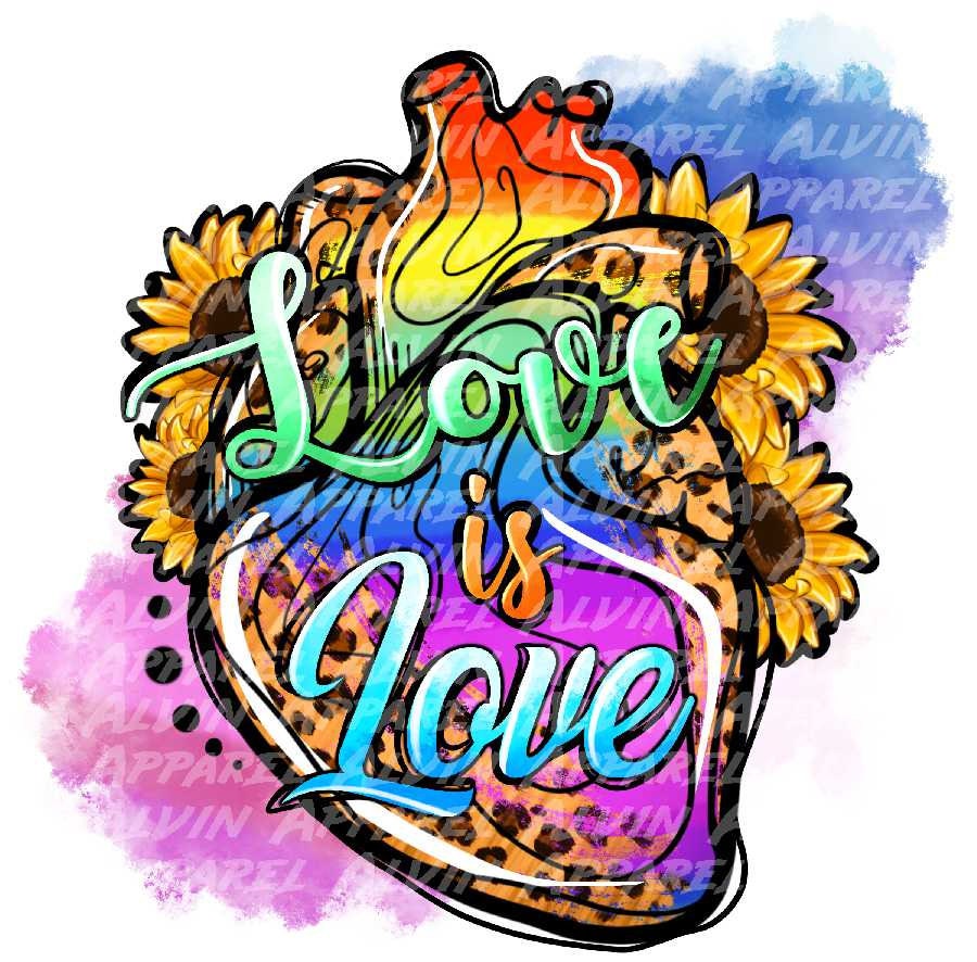 Love is Love Realistic Heart Colorful Rainbow Transfer