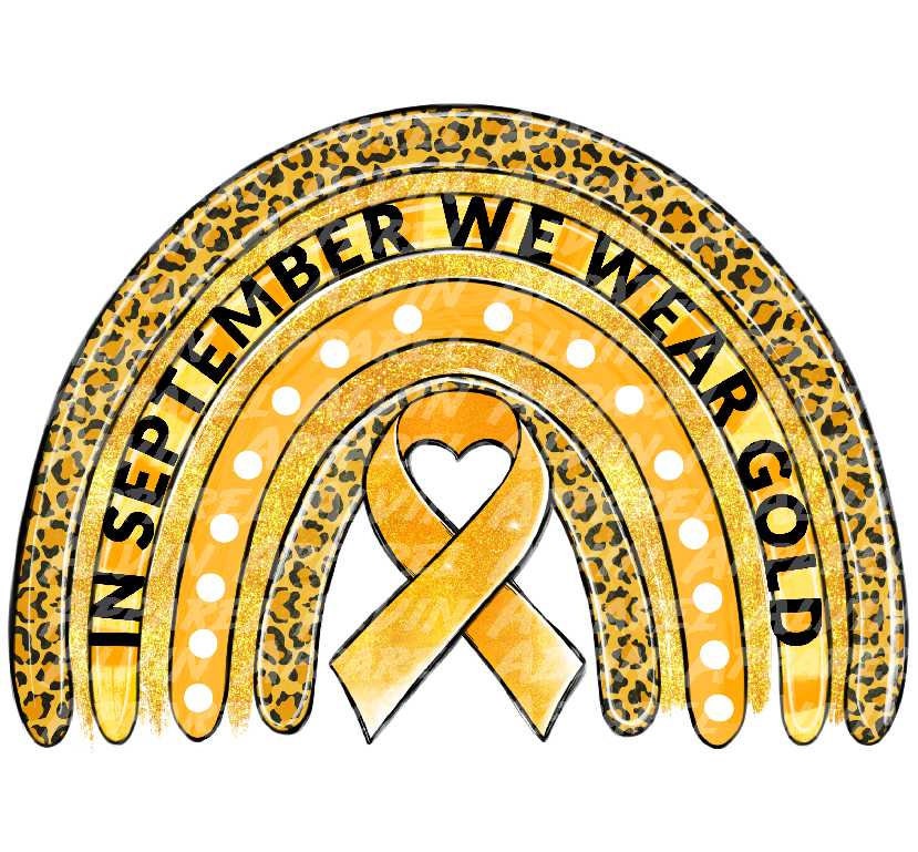 Childhood Cancer Awareness Rainbow We Wear Gold in Sept Transfer