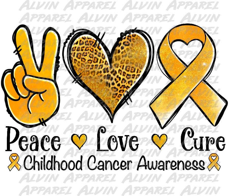 Peace Love Childhood Cancer Awareness 2 Transfer