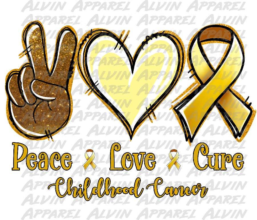 Peace Love Childhood Cancer Awareness Transfer