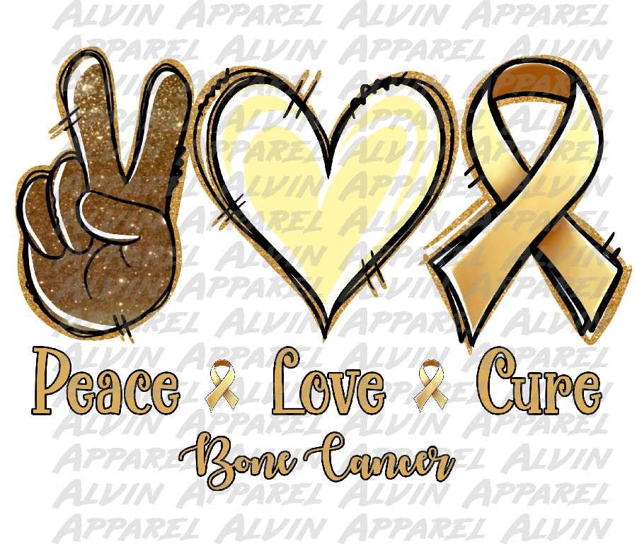 Peace Love Bone Cancer Awareness Transfer