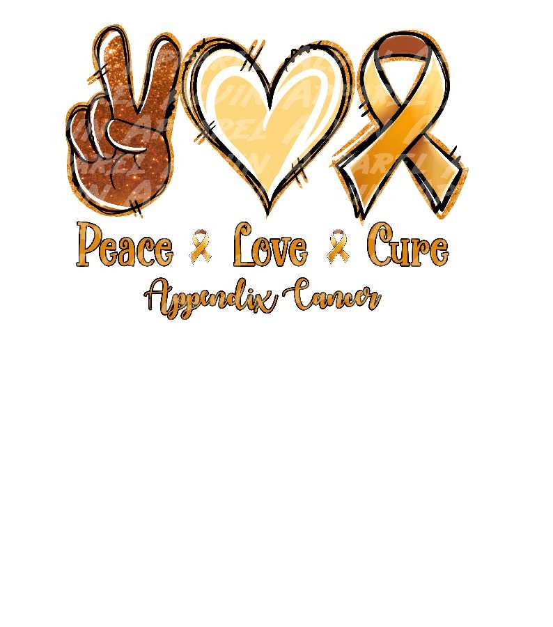 Peace Love Appendix Cancer Awareness Transfer
