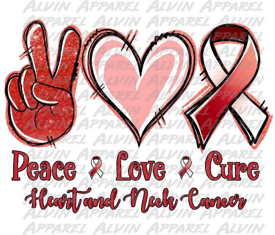Peace Love Heart and Neck Cancer Awareness Transfer