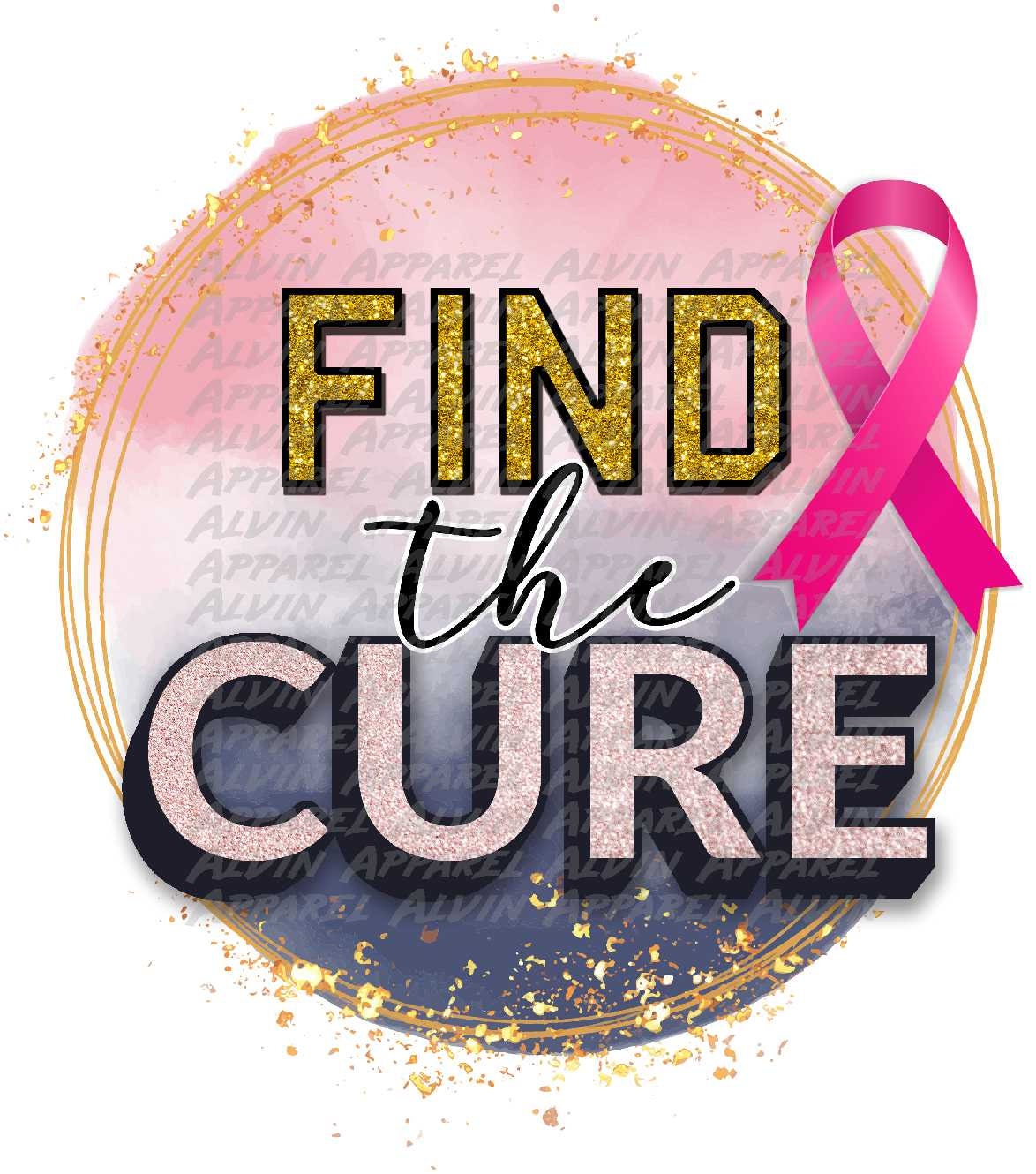 Breast Cancer Find the Cure Gold Flitter Transfer