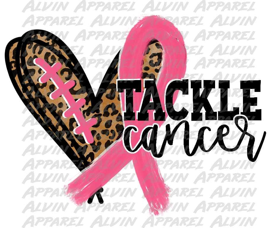 Tackle Breast Cancer Football Heart Leopard Laces Transfer