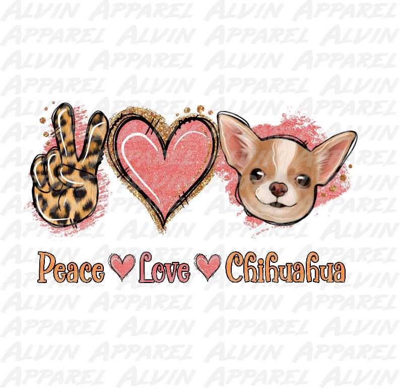 Peace Love Chihuahua Pink Transfer