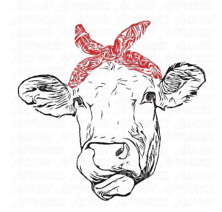 Cow in Red Bandana Transfer