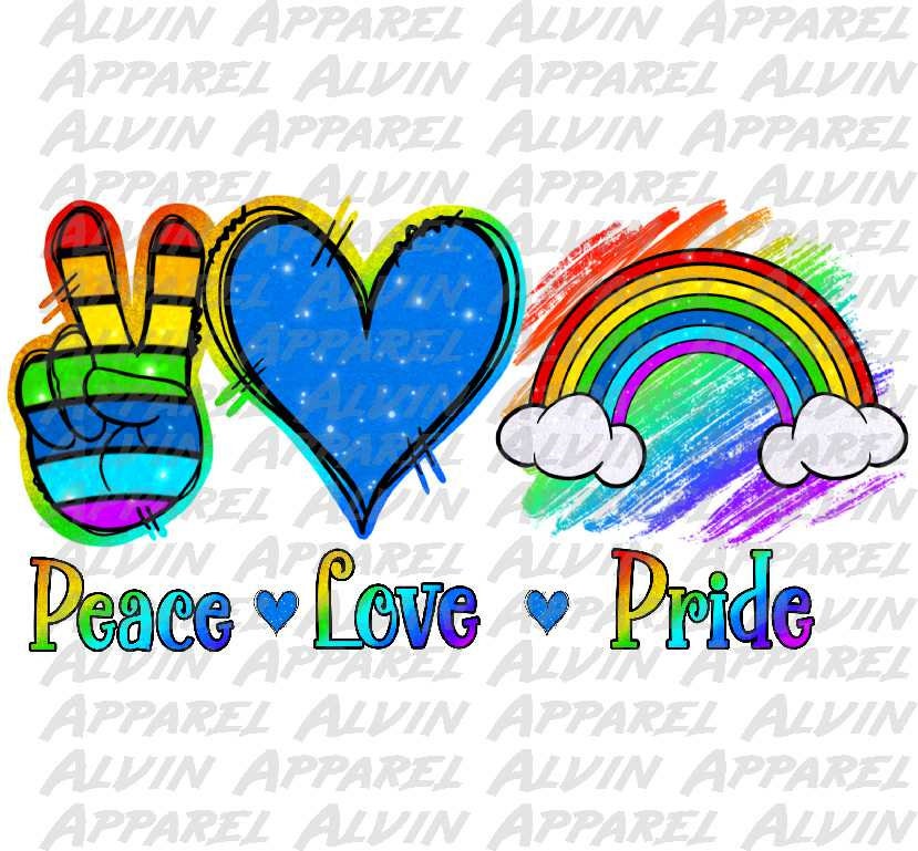 Peace Love Pride Rainbow colorful Transfer