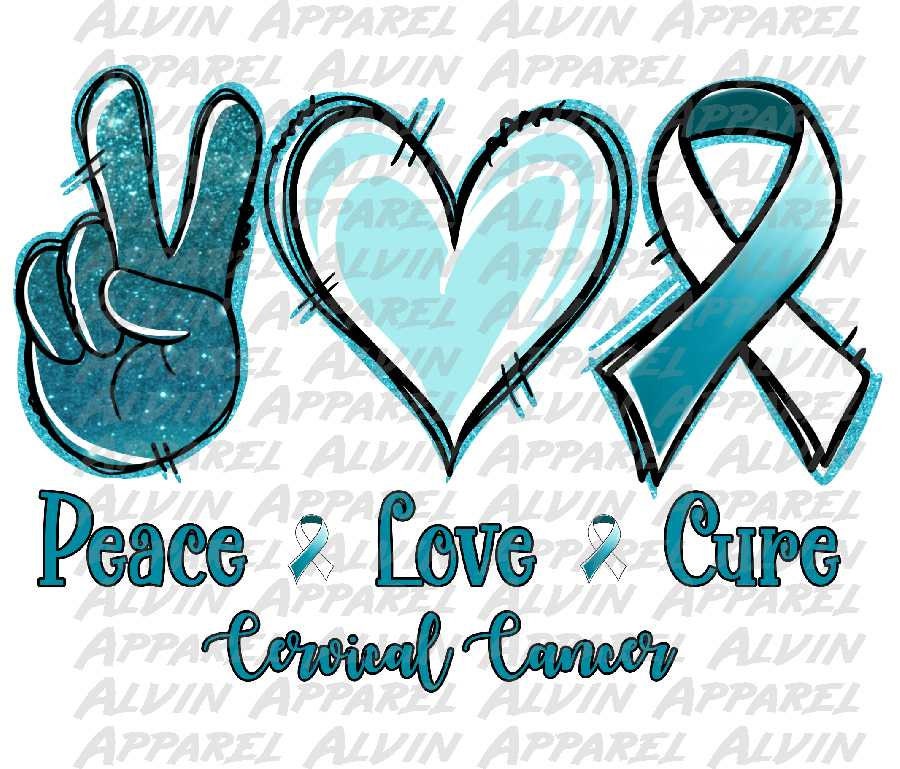 Peace Love Cervical Cancer Awareness Transfer