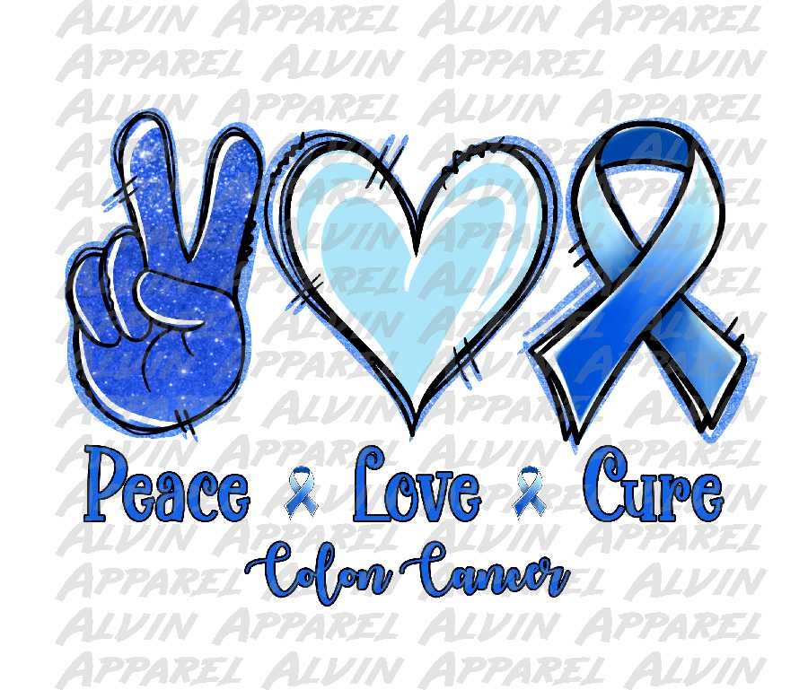 Peace Love Colon Cancer Awareness Transfer