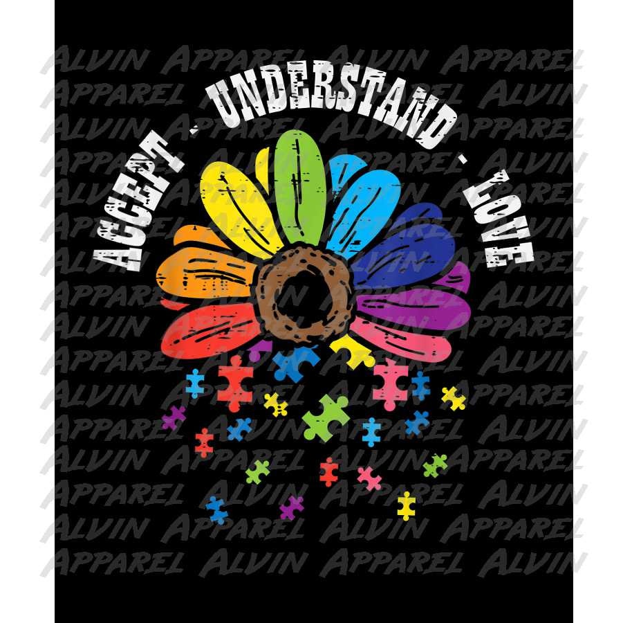 Accept Understand Love Daisy Autism Awareness Transfer