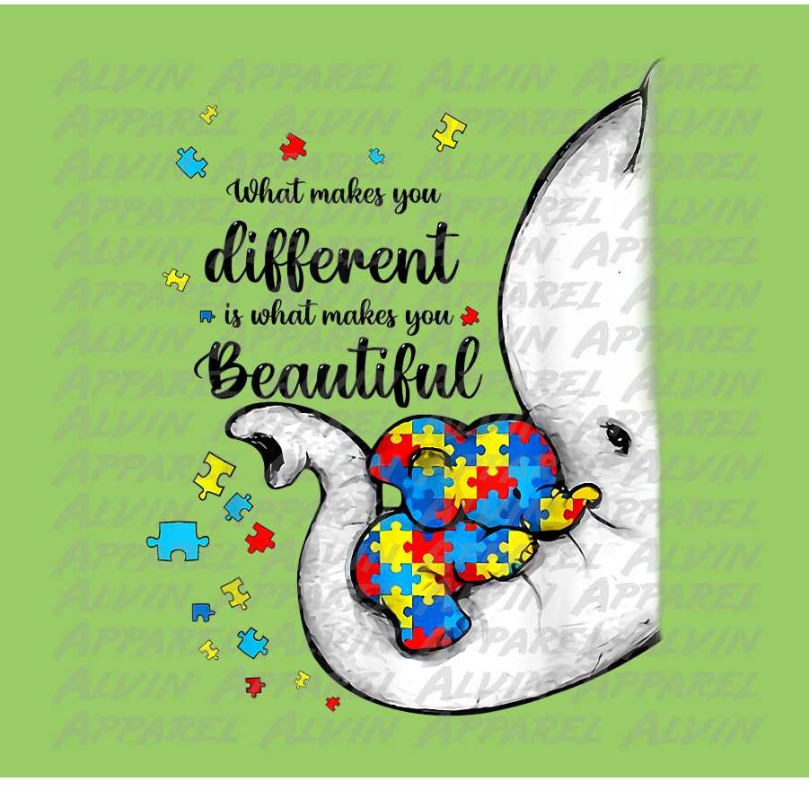 Elephant Different is Beautiful Autism Awareness Transfer