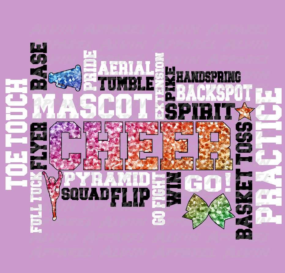 Cheer Words Glitter Transfer