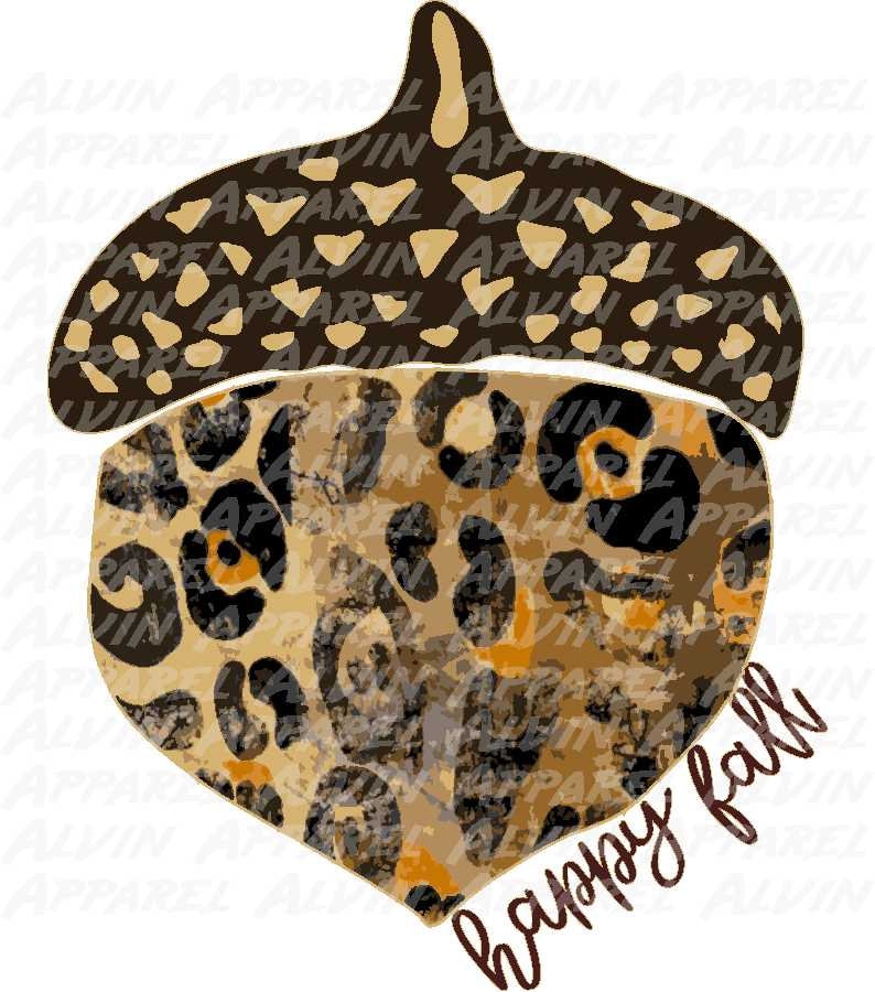 Acorn Leopard Happy Fall Transfer