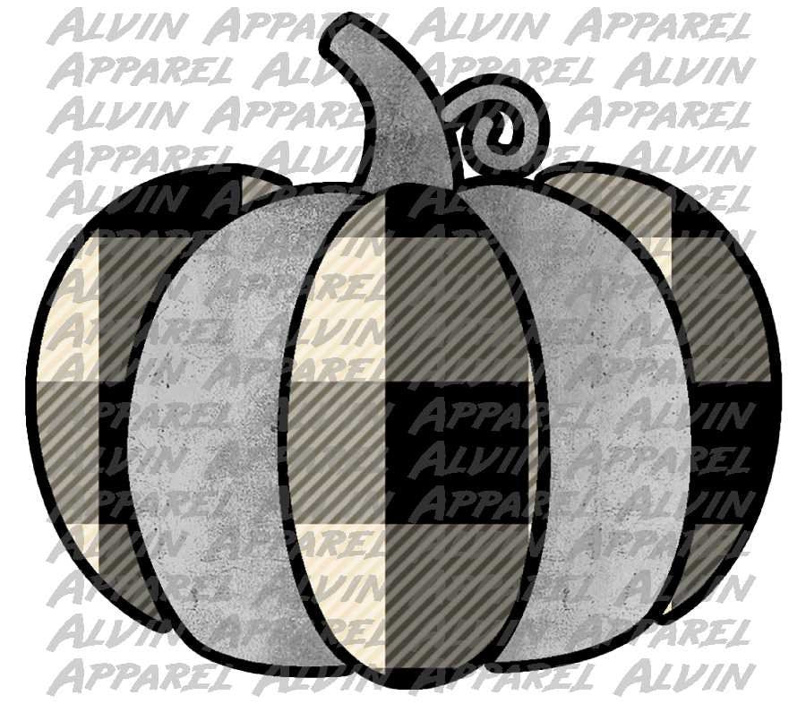 Black White Plaid Pumpkin Transfer