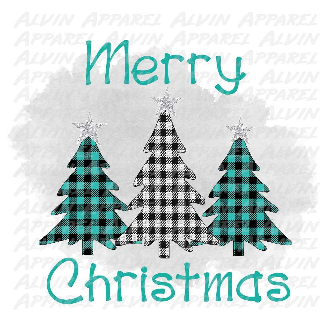 MC Teal Plaid Tree TrioTransfer