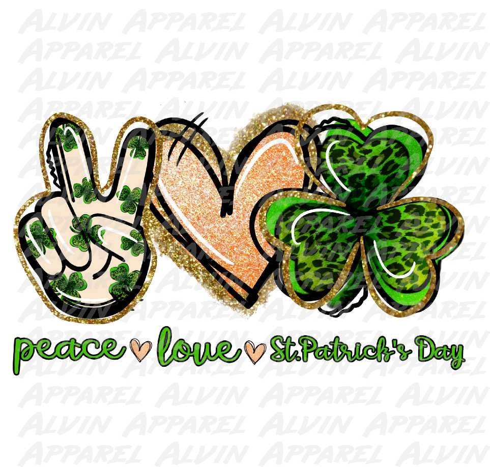Peace Love St Patrick's Day Green Text