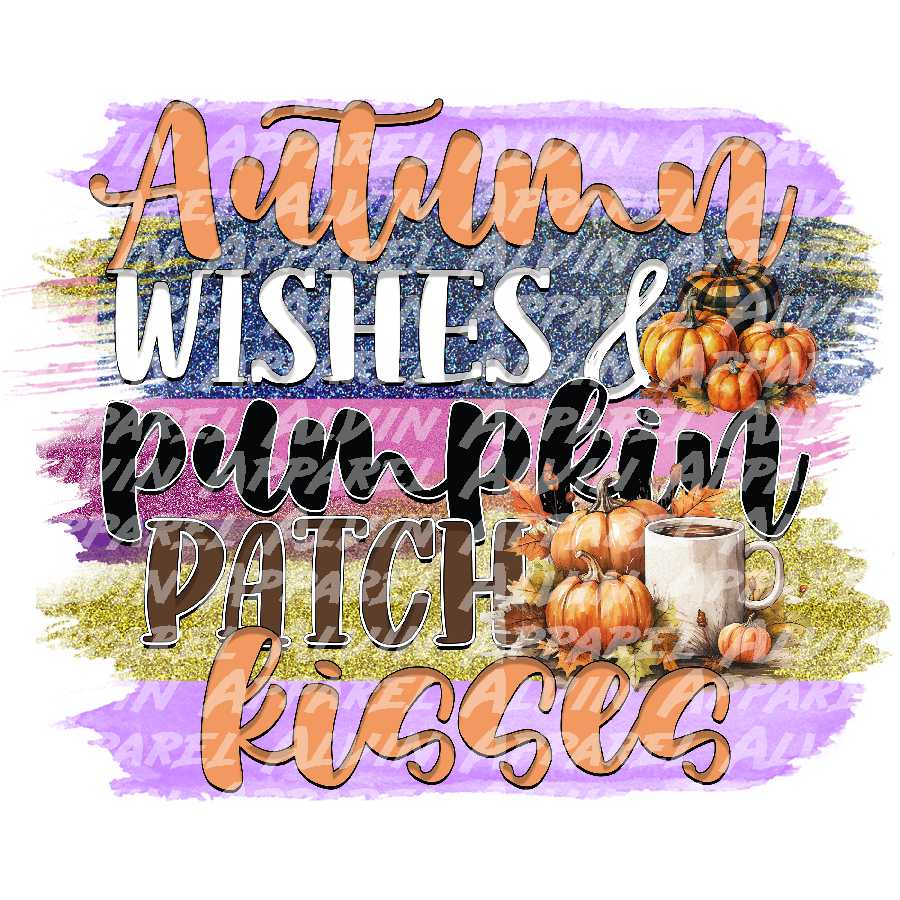 Autumn Wishes Pumpkin Patch Kisses Transfer