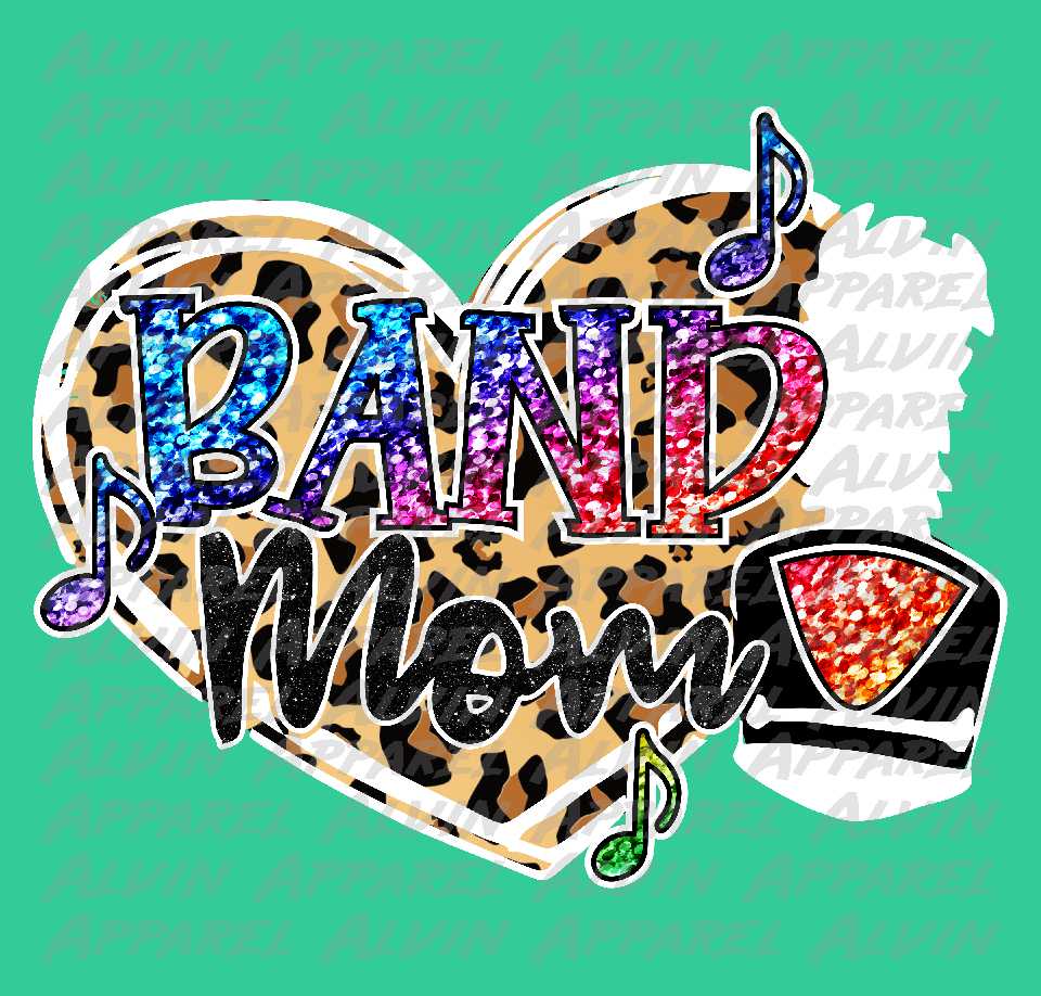 Band Mom Leopard Heart