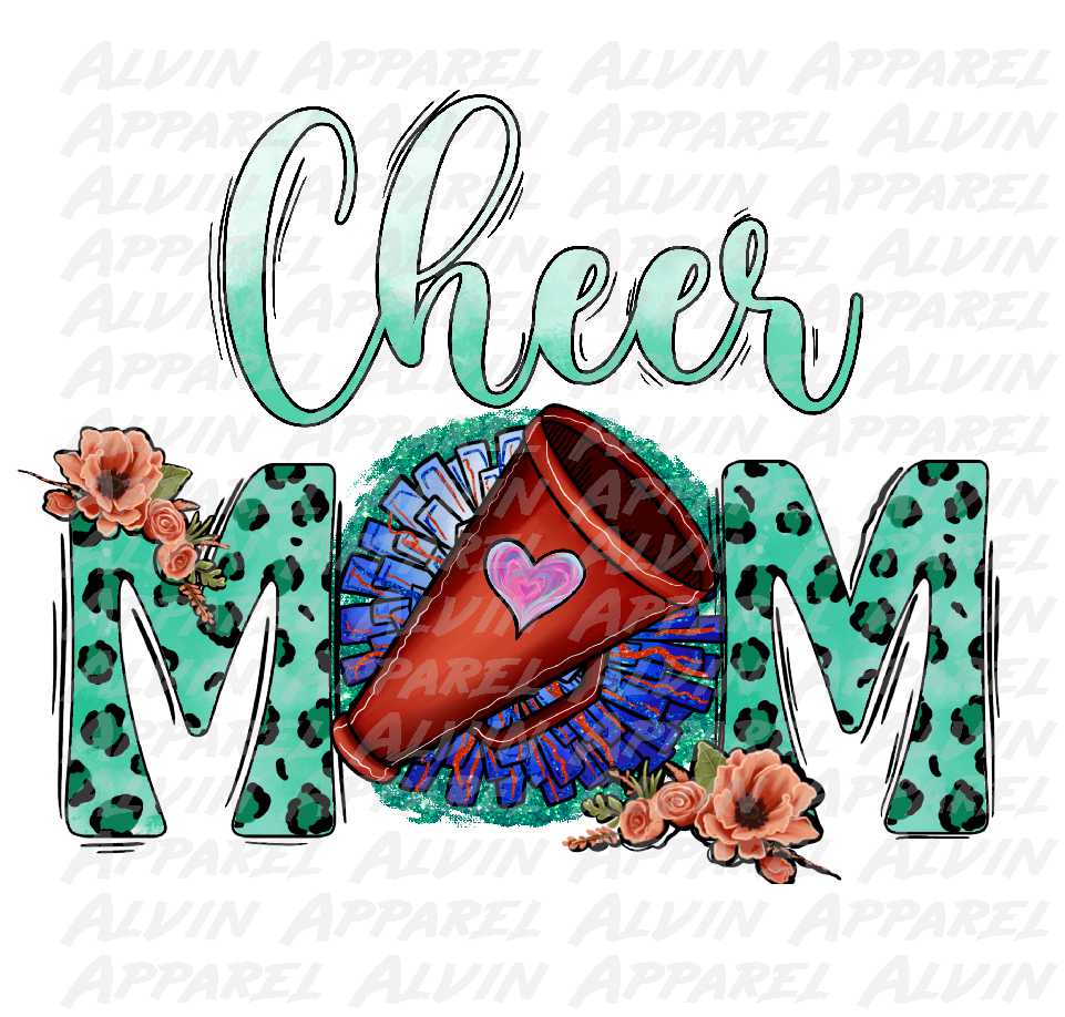 Cheer Mom Floral Aqua