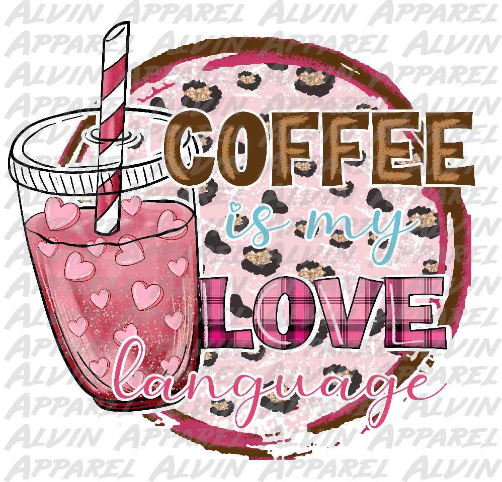 Coffee is My Love Language Circle Pink Leopard