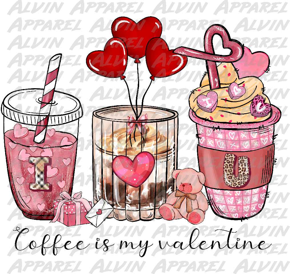 Coffee is My Love Valentine 3 Heart Balloons Leopard