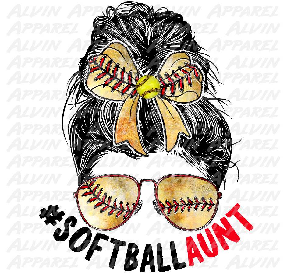 Cute Softball Aunt Messy Bun