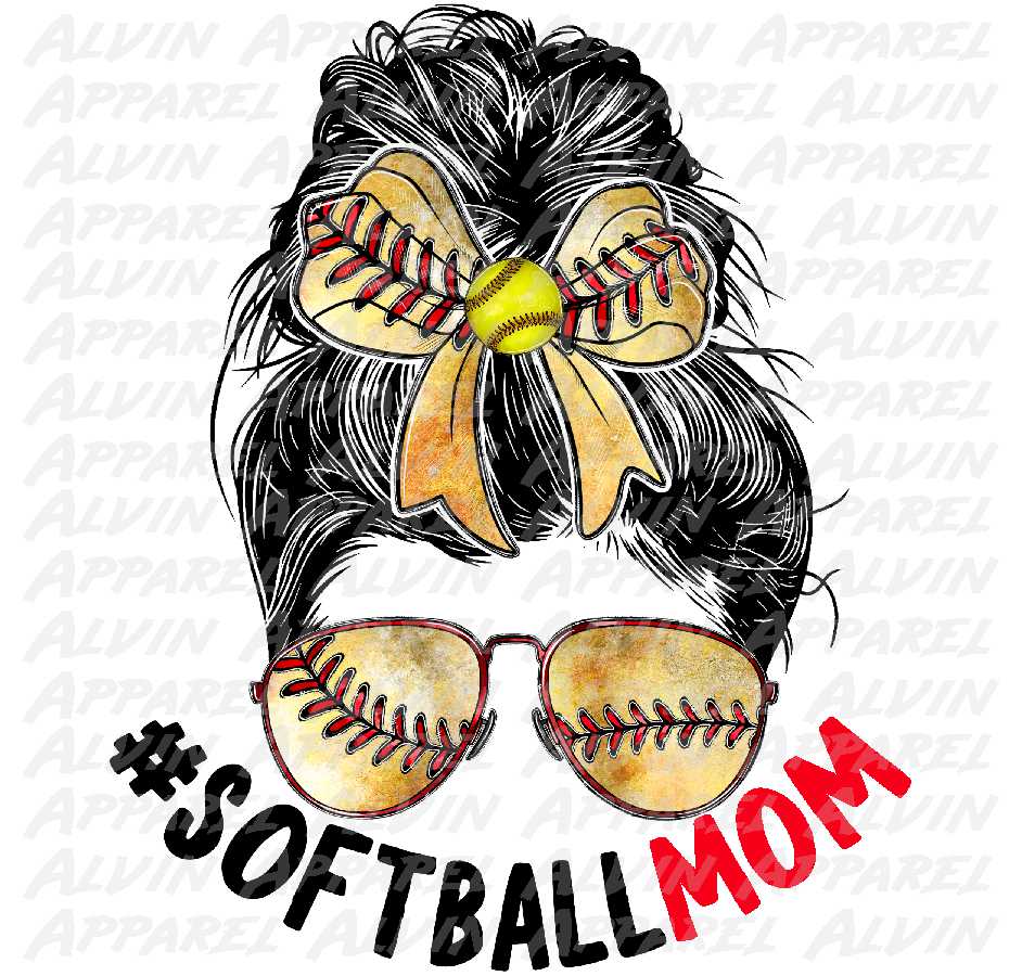 Cute Softball Mom Messy Bun