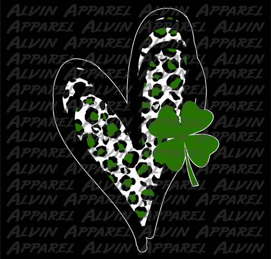 Heart Leopard Green Clover Shamrock St Patrick's Day