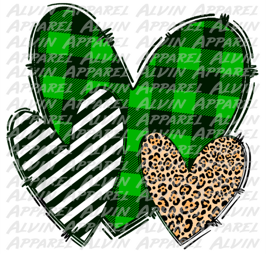 Heart Trio Plaid Leopard Stripes St Patrick's Day