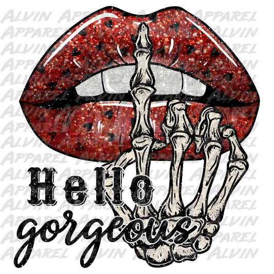 Hello Gorgeous Lips Skeleton Hand