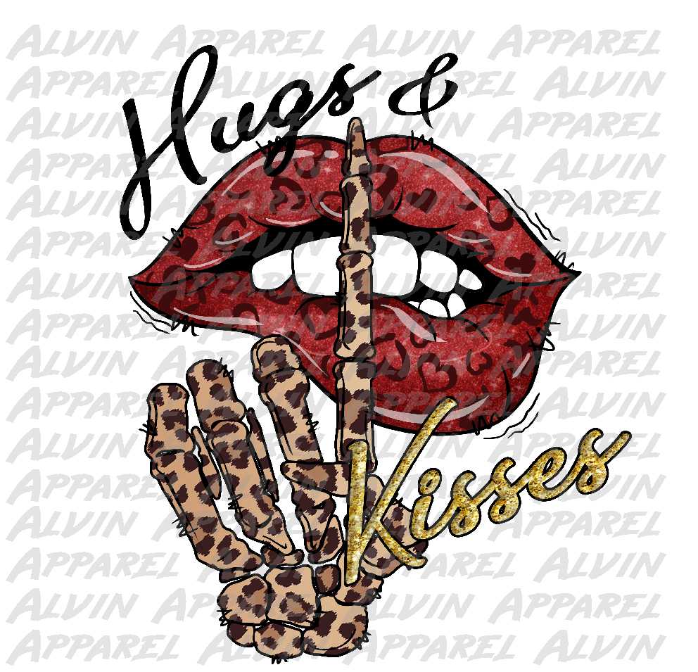 Hugs Kisses Lips Leopard Skeleton Hand