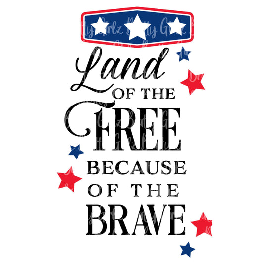 Land of the Free Black Text Stars