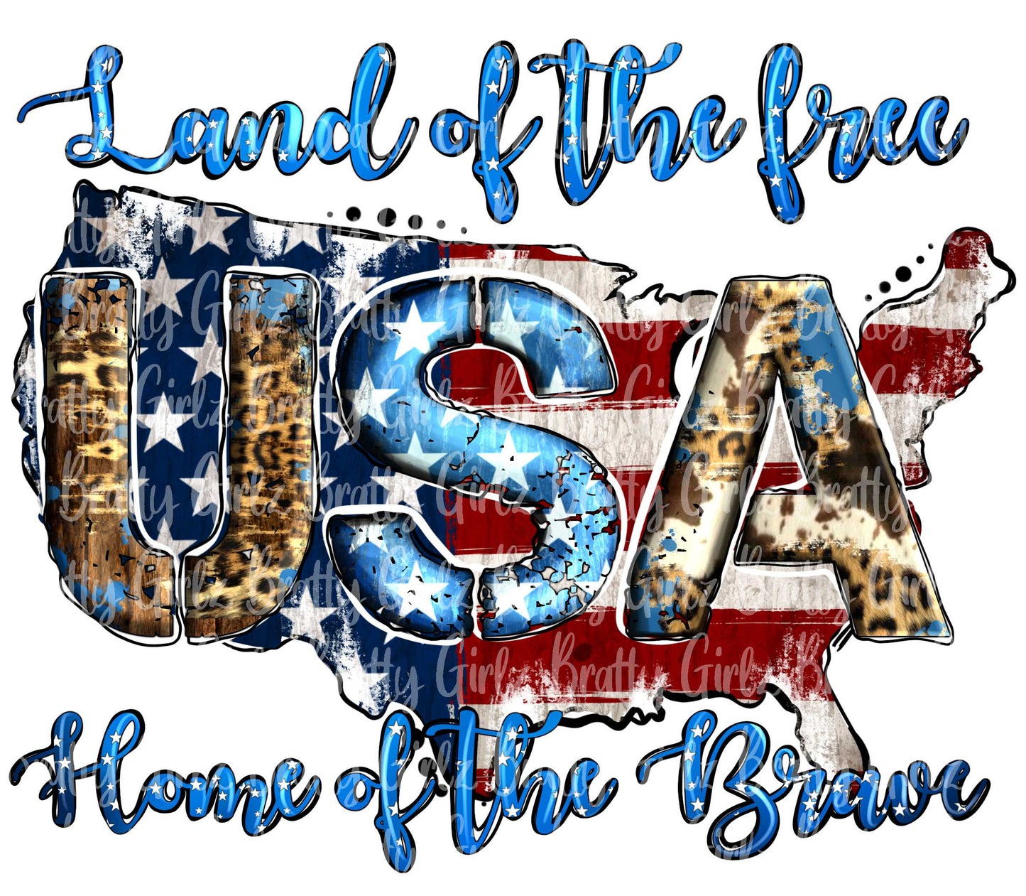 Land of the Free USA Map Cowhide