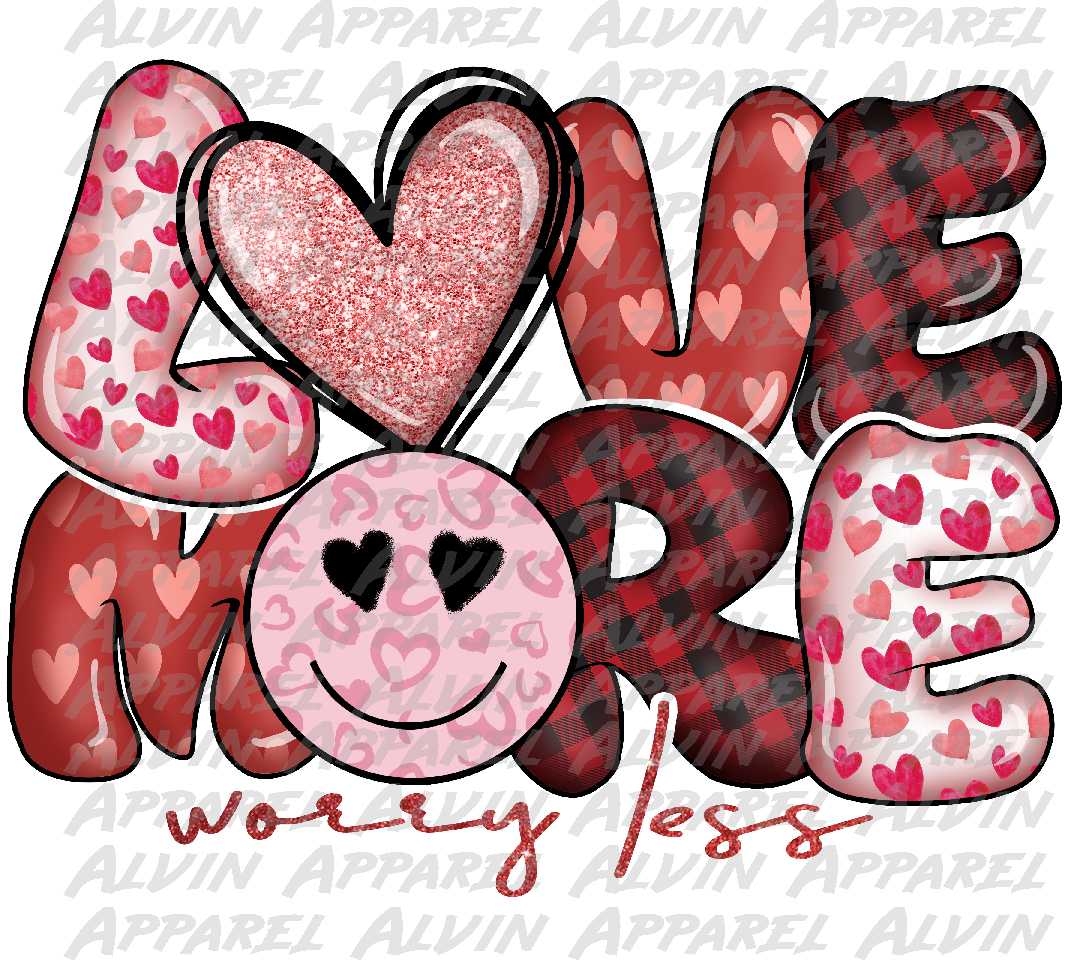 Love More Worry Less Bubble Letters